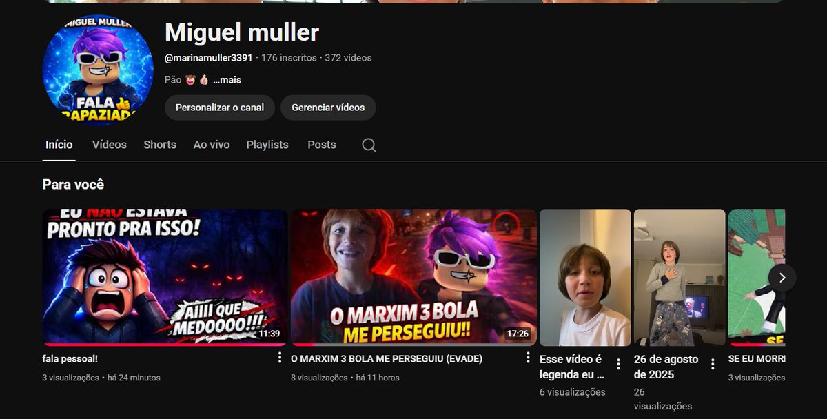 MullerRenatoJr's tweet photo. ola meu filho tem 1 canal no youtube e ele queria ser famoso mas ele ta com 100 inscritos, ele iria ficar muito feliz se voce fosse la comenta o nome e miugel muller no ultimo video dele ele vai ficar muito feliz! https://t.co/bYiDn1dOYW