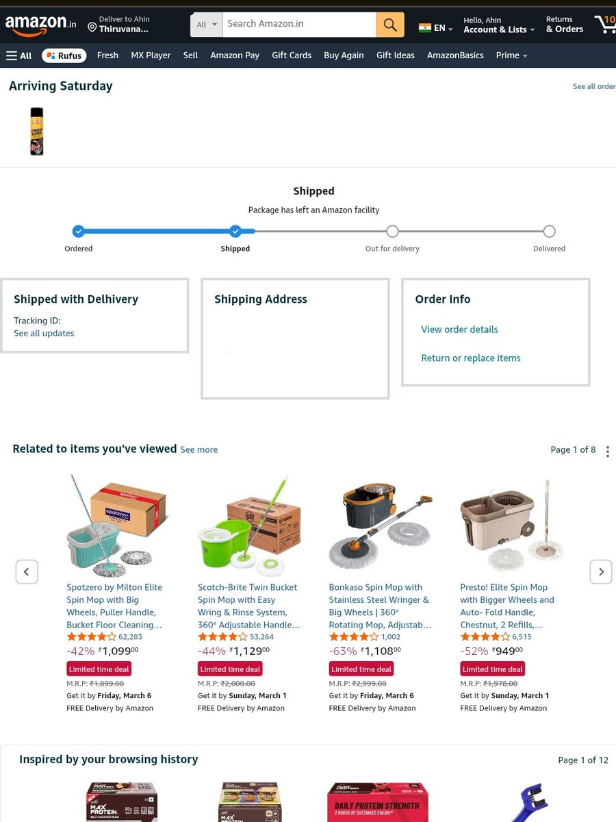 Ahin_zx's tweet photo. Hey @AmazonHelp 👋 I’m unable to cancel my order because it’s already marked as shipped. The only options showing are “Return or Replace items” and “Buy Again.” Is there any way to stop delivery before it arrives?@amazonIN https://t.co/sN0QwdH16S