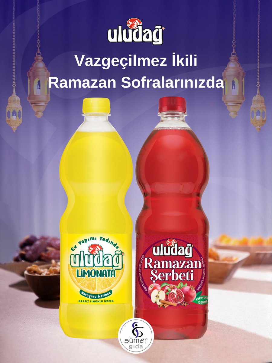 Vazgeçilmez ikili, her yıl olduğu gibi bu Ramazan Ayı’nda da sofranızda… 🍎🍋
#SümerGıda #Uludağİçecek #RamazanŞerbeti #Limonata #Ramazan