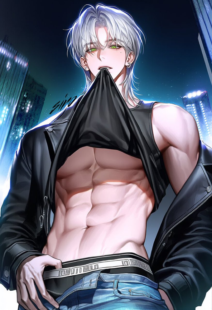 siro_syn's tweet photo. TL流れ早すぎてなかなか見れないんだけど、腹チラ見かけたので…シャツ咥えるのも作らないかい？
今回は下着もチラリさせてみたので良ければ。人物、背景入れてないのでお好きなものに。(ちなみにPixaiでも出たから他でも行けると思う。知らんけど)

 #AIillustration #シロずAngels
プロンプト
⬇️

visible abs,
defined abs,
tank top lifted slightly with mouth,
shirt in mouth,
biting shirt,
low-rise jeans worn slightly unbuttoned,
waistband of underwear slightly visible above the jeans,
minimal elastic waistband style,