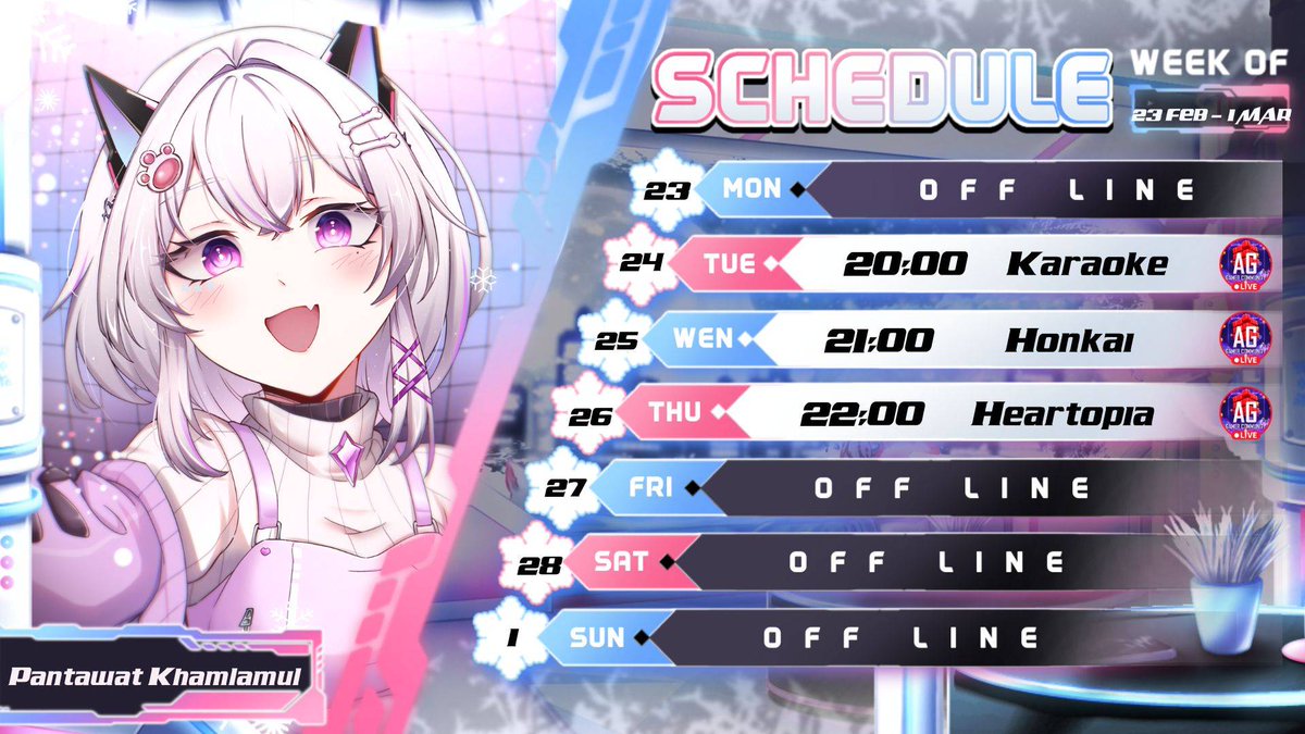 Yuneshestia's tweet photo. ❄️Stream Schedule 23 - 28 FEB 2026
ㅡㅡㅡㅡㅡㅡㅡㅡꕥㅡㅡㅡㅡㅡㅡㅡㅡ
LIVE : #YUNESLIVE
Art : #YUNESART
Game : #YUNESPLAY
MEME : #จิ้งจอกสีเงิน
Music : #YUNESSING
Fanname : #Puppy https://t.co/oyYQueozso