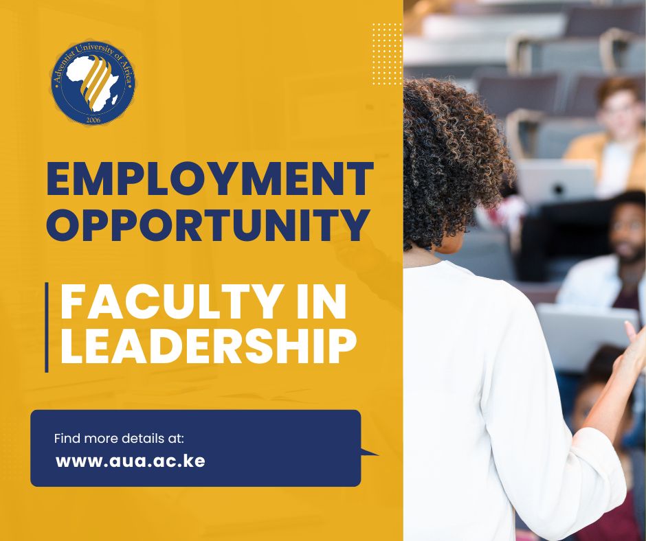 auauniversity's tweet photo. Join AUA as a Professor in Leadership!
Lead, mentor, and inspire future Christian leaders.
Deadline: March 9, 2026.
Apply now: https://t.co/wHHUojy19b
#HigherEd #FaithDrivenLeadership #AUA #AdventistUniversityofAfrica #DevelopingLeadersforService https://t.co/0Shcn4EgKO