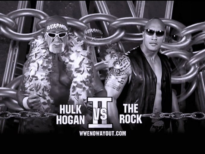 wrestle_hist's tweet photo. 2/23/2003 

The Rock defeated Hulk Hogan at No Way Out from the Bell Center in Montreal, Canada.  

#WWE #NoWayOut #TheRock #ThePeoplesChampion #TheBramaBull #TheGreatOne #TheFinalBoss #IfYaSmell #JustBringIt #HulkHogan #Hulkamania #TheImmortal #Hulkster #RealAmerican https://t.co/gpfzZg70sy