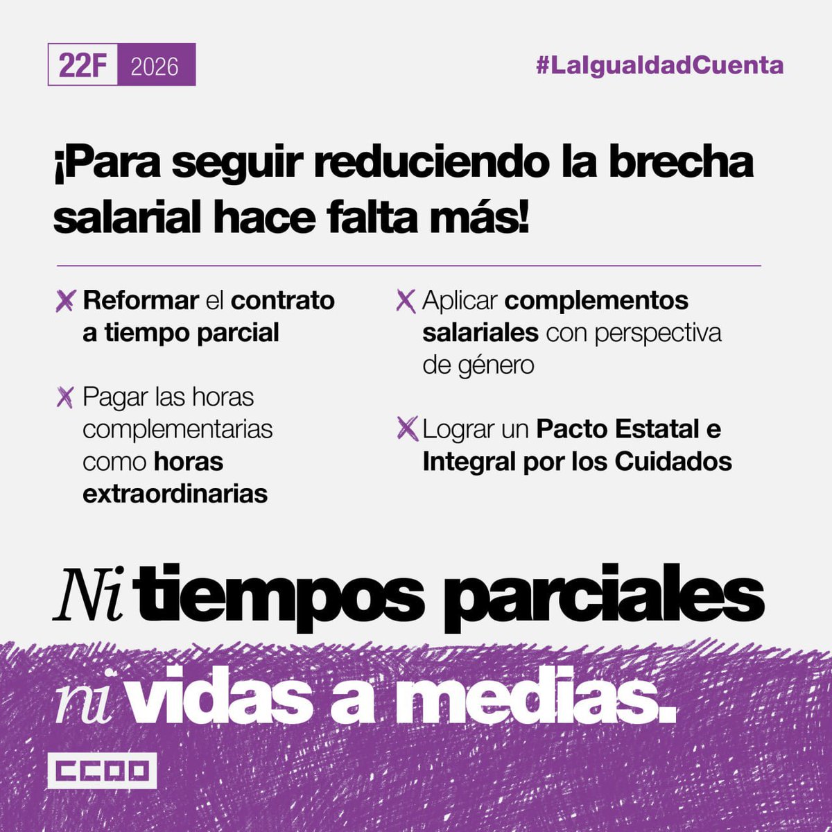 🟣 La brecha salarial sigue siendo una realidad.
🙋‍♀️Las mujeres cobran menos, asumen más parcialidad, más cuidados y tienen menos acceso a complementos salariales.
⭕️ No es casualidad, es el resultado de desigualdades que siguen presentes en el trabajo