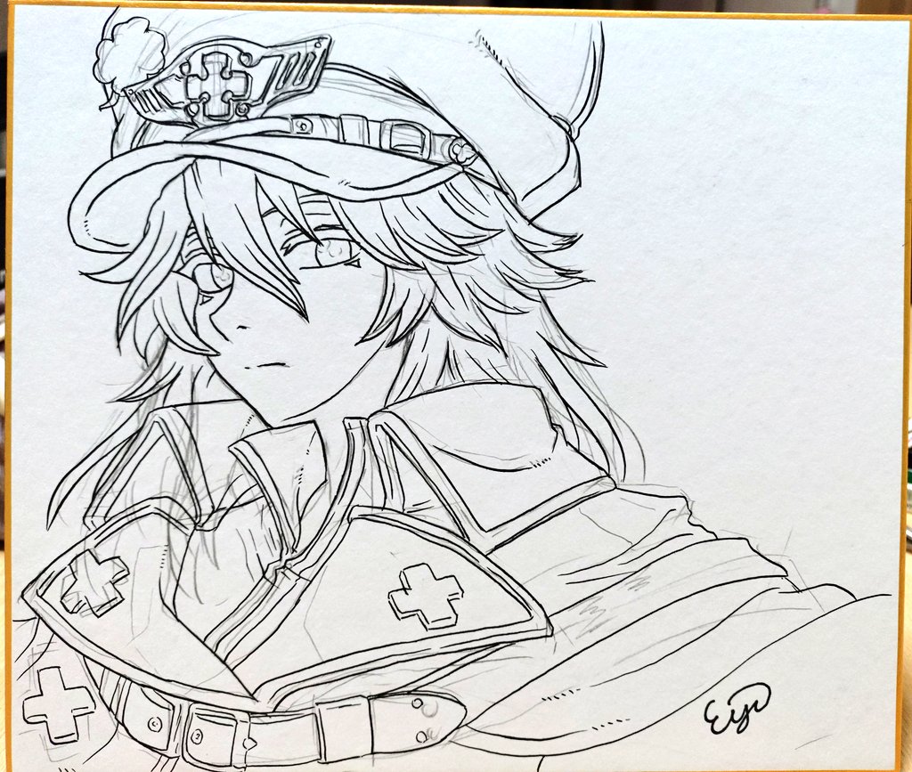 ラムちゃん色紙描いてる