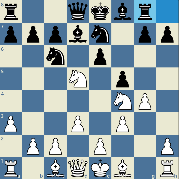 Bag_senpai's tweet photo. Chess Infinity, Position #1
Opening: Mieses Opening
Move count: 8, White to move
White difficulty: Average
Black difficulty: Slightly Hard

With Black's last move 8. ... Rg8, black's position is compromised, but can recover easily when playing key moves. Which side you playin'? https://t.co/MFk8oecLt7