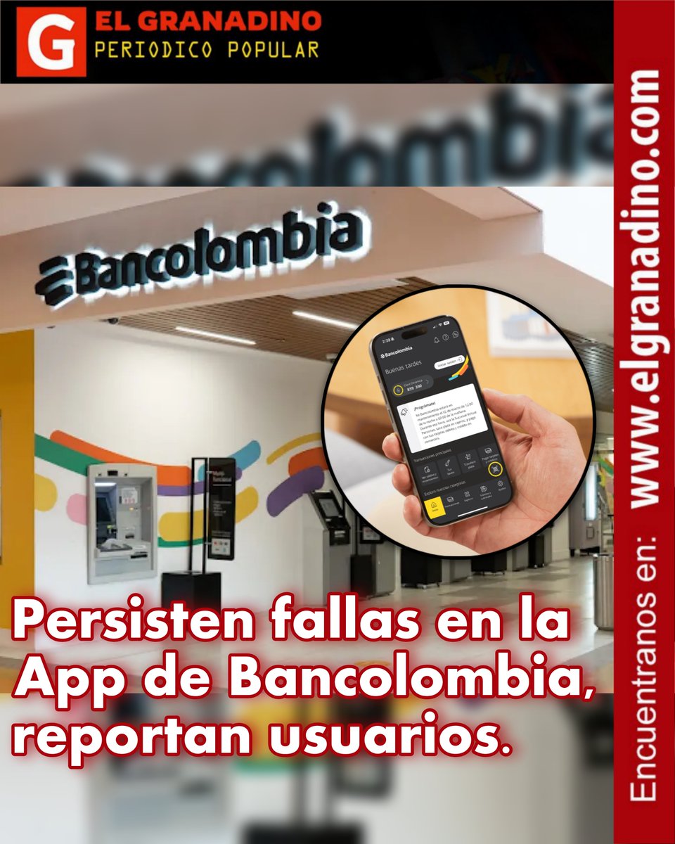 #ATENCION | Persisten fallas en la App de #Bancolombia, reportan usuarios. Luego de que la ventana técnica de este domingo se extendiera más de lo previsto, miles de usuarios reportaron errores en la visualización de saldos y gestión de bolsillos.