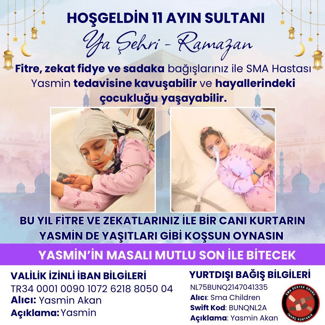 Yasmin’in yaşam mücadelesi için az çok demeden destek olurmusunuz?.Allah için bugün değilse ne zaman.Gönüller Yasmin için,bir dua bir bağış bir umut .🤲🏻Yarınki zorlu ameliyat süreci için Yasmin’e dualarınızda yer verirmisiniz .🙏Sizlerden madi manevi destek bekliyorum,çünkü bu
