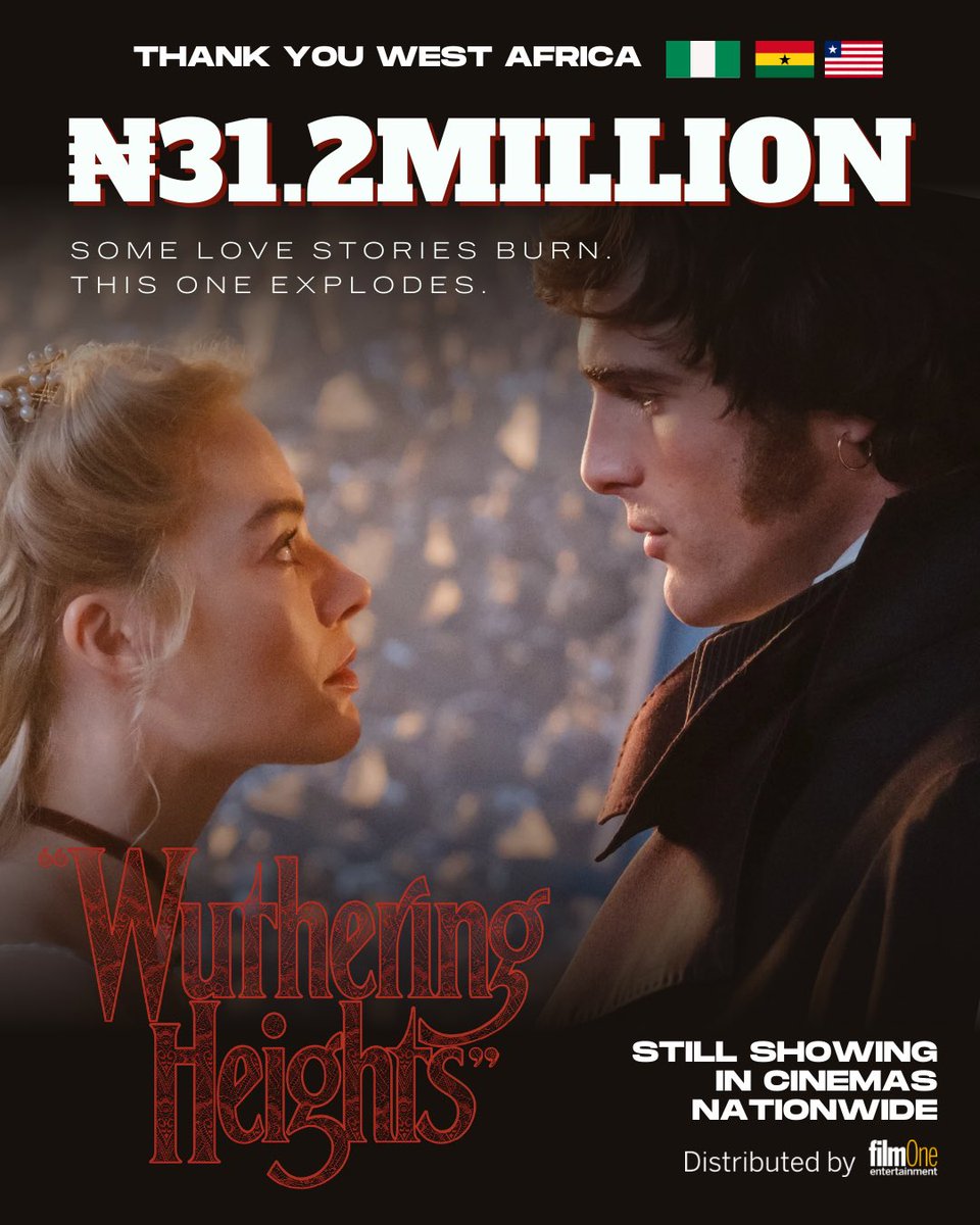 FilmOneng's tweet photo. 31.2 million and still burning our hearts with love. 

Wuthering Heights is still showing in cinemas nationwide 

Distributed by @filmoneng 

#wutheringheights #filmoneng https://t.co/XDjLWxIkbi