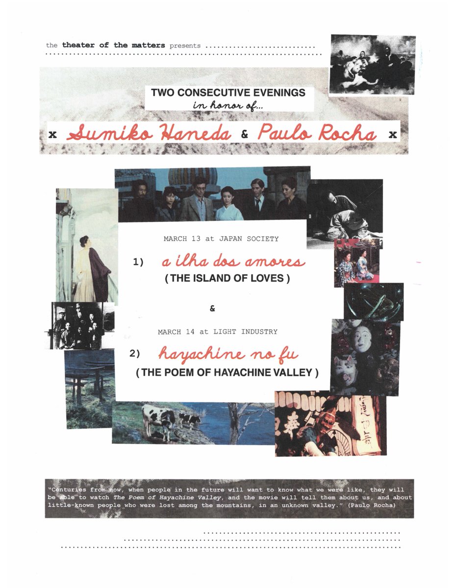 theater_matters's tweet photo. Coming attractions~

1) Paulo Rocha &amp; Sumiko Haneda // March 13 &amp; 14 at @js_film_nyc and Light Industry

2) Boris Barnet // March 13 - April 11 at @Metrograph 

3) Jerry Lewis &amp; Jean-Luc Godard // March 19 - 26 at @AnthologyFilm https://t.co/t0QamCWwhO