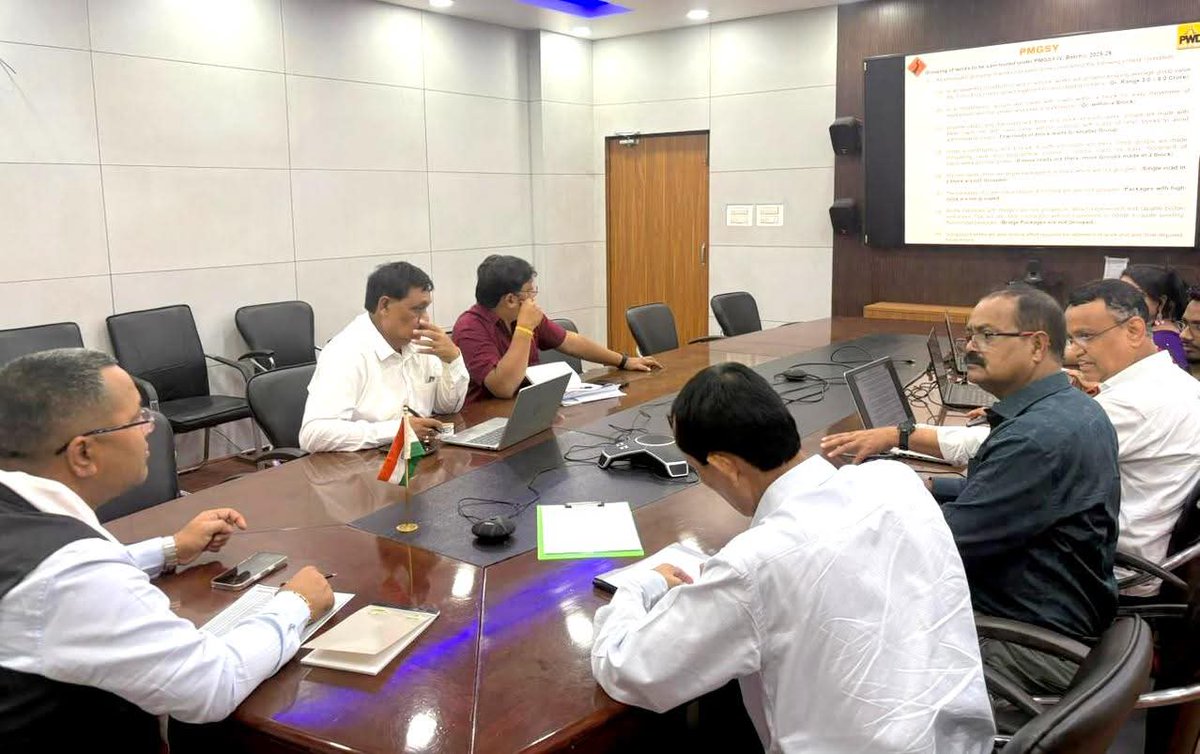 KPaulAssam's tweet photo. Today, following the handing over of the sanction letter by Hon’ble Union Cabinet Minister Shri @ChouhanShivraj Ji to Hon’ble Chief Minister of Assam Dr. @himantabiswa Ji under Pradhan Mantri Gram Sadak Yojana (PMGSY–IV, Batch-1) for FY 2025–26, I convened a review meeting as directed by Hon’ble Chief Minister Sir to expedite the tender process of the sanctioned roads and bridges.

The meeting was held in the presence of:
Shri Paban Terang, Commissioner & Special Secretary, PWRD, GoA
Shri Rati Kanta Pegu, Chief Engineer (R-PMGSY)
Shri Mridul Das, Additional Chief Engineer, PWRD
Shri Joynul Hoque, Executive Engineer, PMGSY Cell
Shri Naba Shyam Sinha, EE & ITNO, PMGSY
Other concerned departmental officials

We remain committed to ensuring that the benefits of these sanctioned projects reach the grassroots without delay — delivering development with transparency, efficiency, and speed.

@CMOfficeAssam
@OfficeofSSC
@BJP4Assam