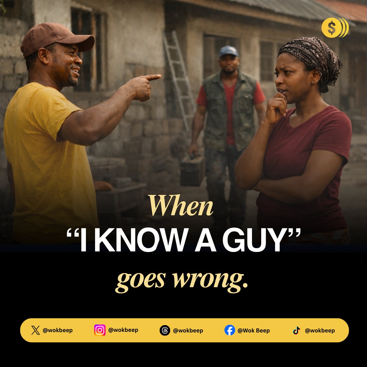 wokbeep's tweet photo. Hiring an artisan in Nigeria builds character and tests your faith at the same time.

Especially when it begins with:

“I know a guy”

That sentence has ended many peaceful Saturdays. https://t.co/qjvsvlQYjU