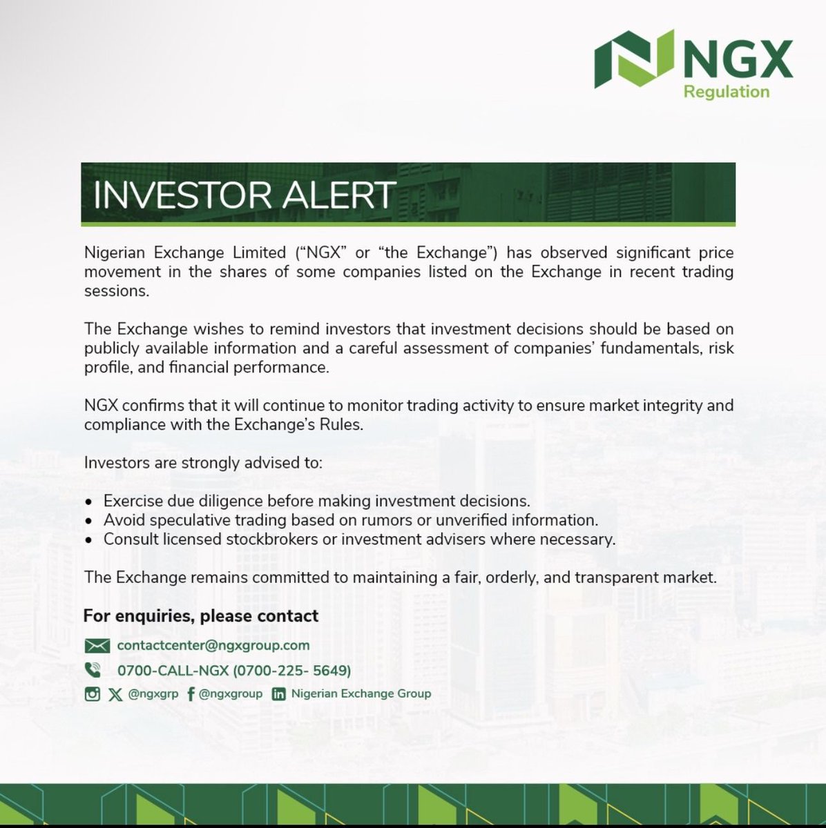 When the Exchange itself issues an alert, it’s not time for vibes  it’s time for due diligence.
Speculation is loud. Fundamentals are quiet. Choose wisely. 📊 #NGX