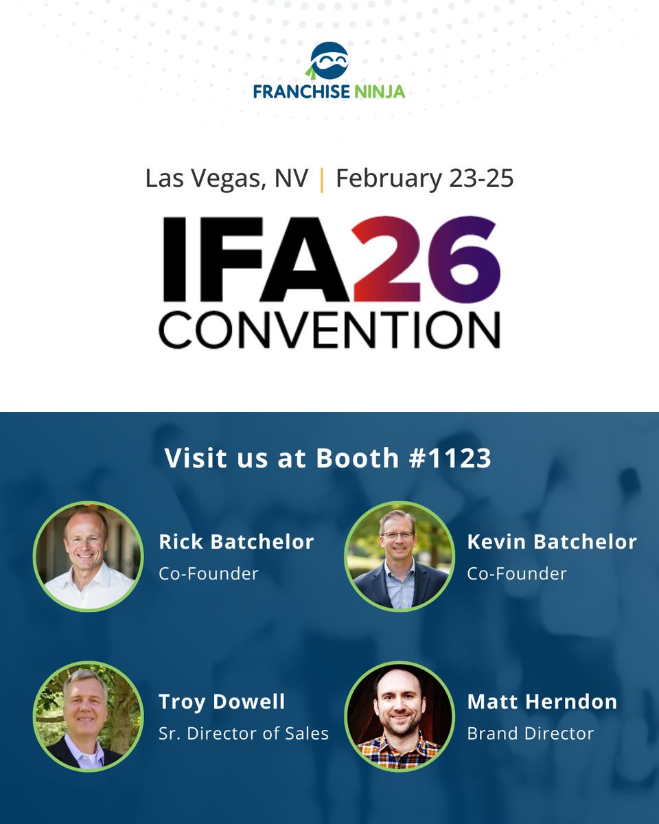 Franchise_Ninja's tweet image. We’re headed to the 2026 IFA Annual Convention!

We’re at the IFA Annual Convention! Looking forward to conversations on smarter franchise growth, AI, and what’s next for development teams.

#IFA26 #IFA2026 #FranchiseDevelopment #AI
