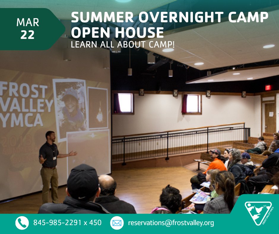 frostvalley's tweet image. Join us at camp for an Open House to learn more about our Camp Programs! Attend an informative slideshow, Q&amp;amp;A, and a walking tour of the campus. 

For more information, call (845) 985-2291 x 203 or email campregistration@frostvalley.org. 

#FrostValleyYMCA #YForAll #SummerCamp