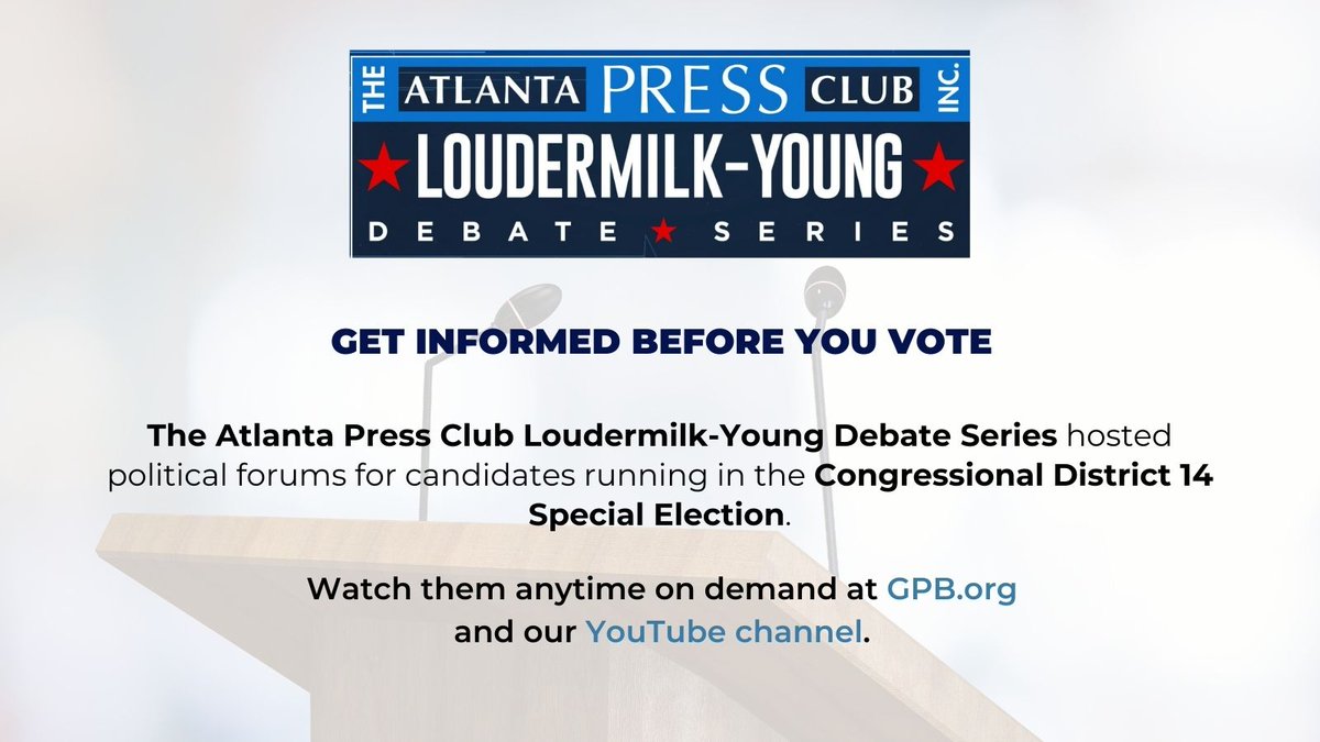 District 14 Special Election: Watch before you vote. Hear directly from the candidates in nonpartisan forums designed to inform voters on the issues that matter most. Watch on demand now on APC’s YouTube: youtube.com/channel/UCTbP2… #GaPol