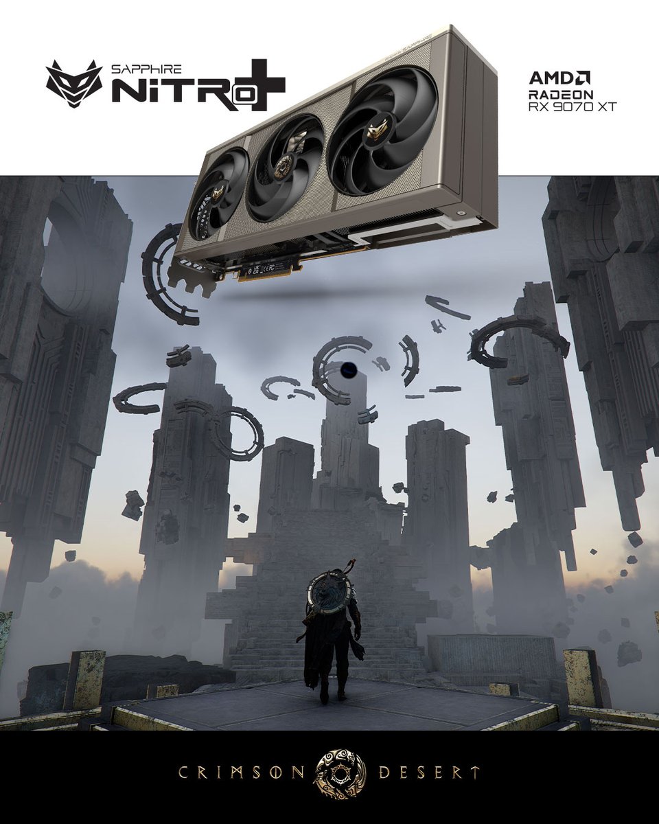 Purchase the latest SAPPHIRE NITRO+ AMD Radeon™ RX 9070 XT Crimson Desert Edition GPU from AMD’s list of participating retailers and receive the Crimson Desert game as part of AMD’s new game bundle - the perfect pairing!
.
.
#CrimsonDesert #PearlAbyss #SAPPHIRETech #AMD #Radeon