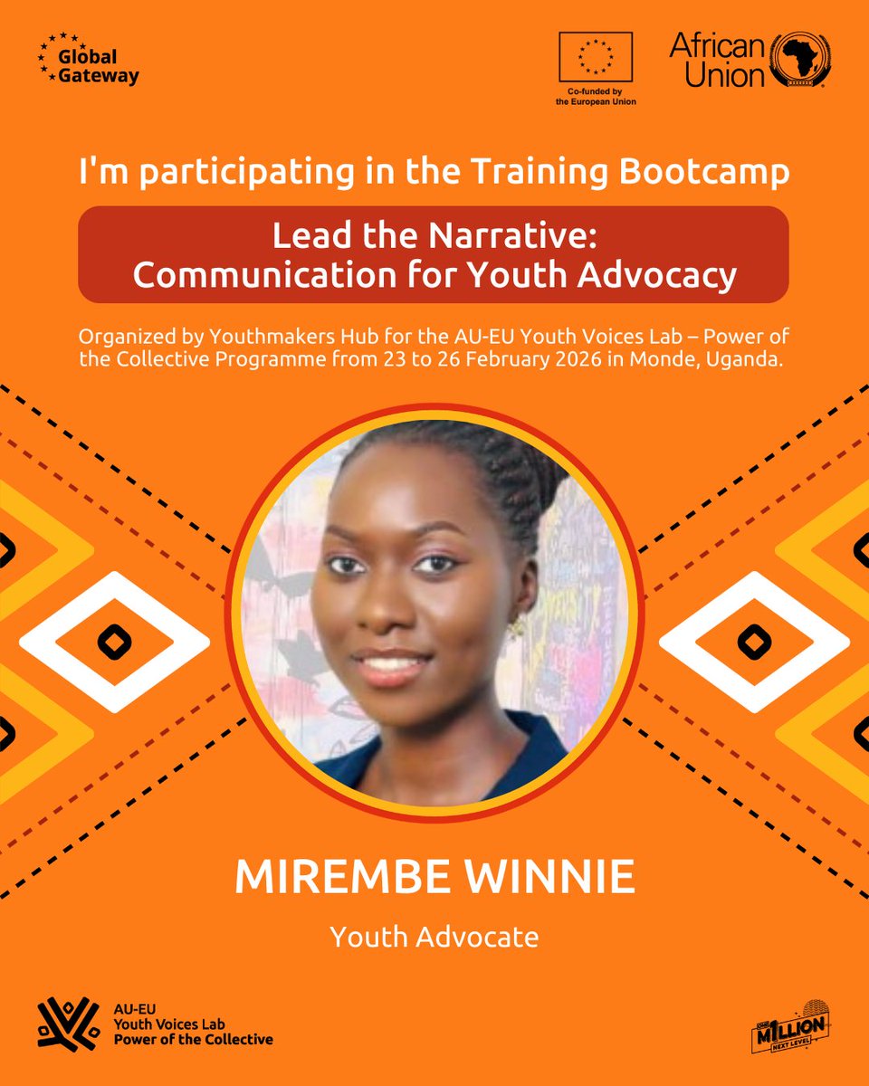 🇺🇬 Excited to join “Lead the Narrative:” (23-26 Feb 2026) in Monde, Uganda. Organised by <a href="/youthmakershub/">Youthmakers Hub</a> under AU-EU Youth Voices Lab - Power of the Collective. Follow <a href="/aueuyouthvoices/">AU-EU Youth Voices Lab - Power of the Collective</a> for updates!

#AUEUYouthVoicesLab #PoweroftheCollective #EngageEmpowerConnect