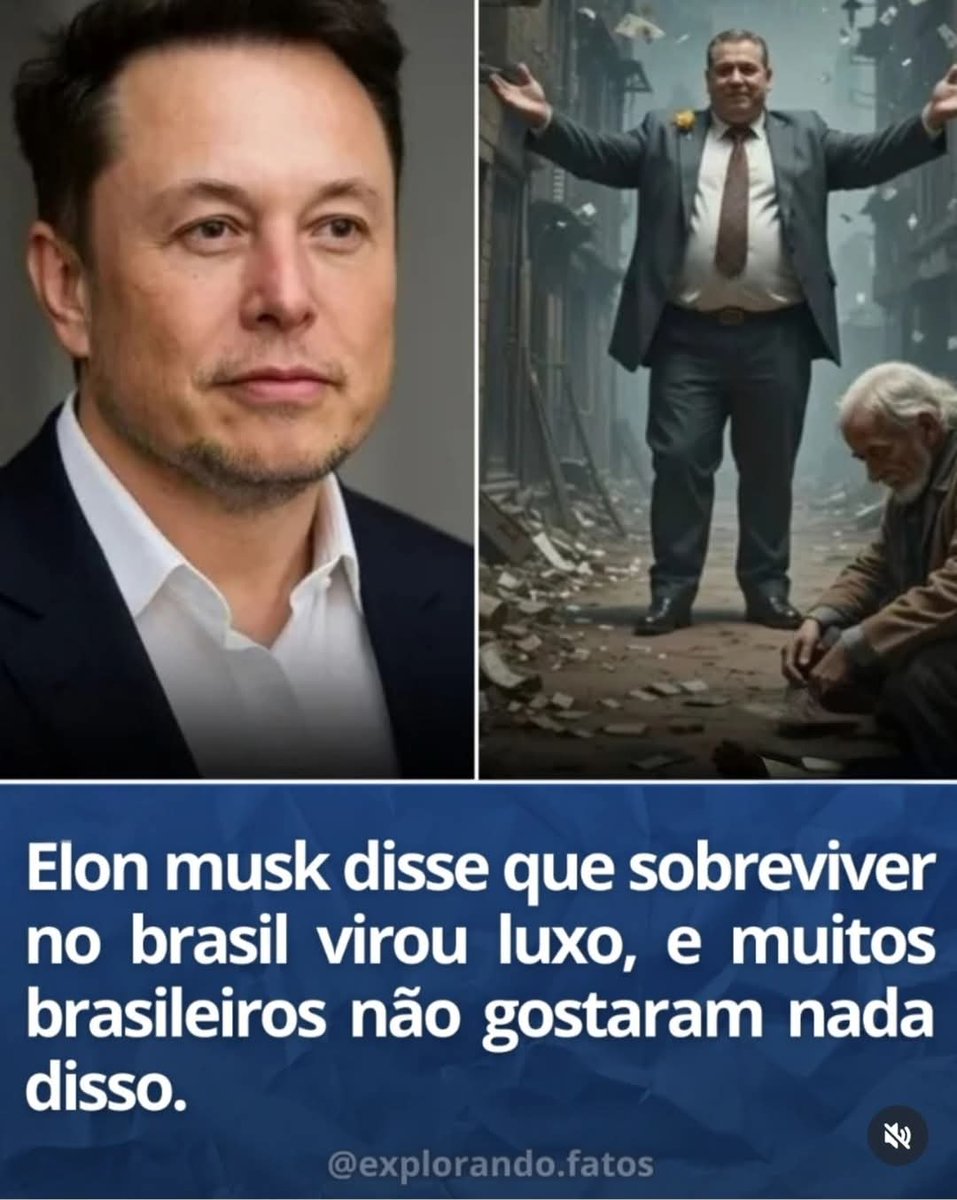 SensoCrtico1's tweet photo. Elon Musk declarou que sobreviver no Brasil virou luxo. Segundo o texto, ele criticou o baixo poder de compra brasileiro, citando que o salário mínimo ideal deveria ser de R$ 7 mil, conforme o DIEESE. 

Musk teria comparado o custo de vida local ao dos EUA e afirmado que "um pais que trata o esforço humano como descartável nunca vai decolar".