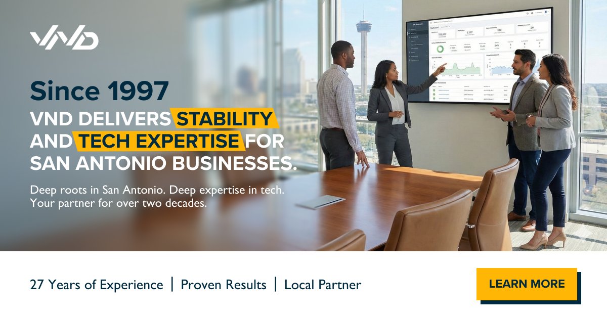 vndx's tweet photo. Two decades in San Antonio. Countless challenges solved. From cybersecurity to custom WordPress to managed hosting — we don't just support your business. We protect it. Build it. Scale it. https://t.co/uEr9SG0HHa https://t.co/bbizwbBMYO