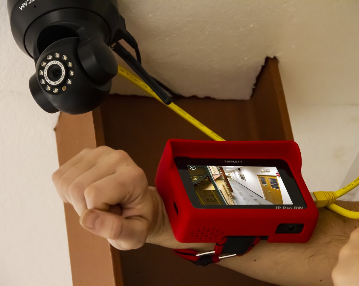 Triplett CamView IP Pro-8W™ HD CCTV Portable Camera Tester supports Ping, IP Scan, Port Scan, Flash &amp; Link Monitor plus 30+ protocols. Ideal for installing and maintaining IP, Analog, TVI, CVI &amp; AHD cameras. Tests 4K H.264/H.265 systems. Learn more:  bit.ly/3YivOSo