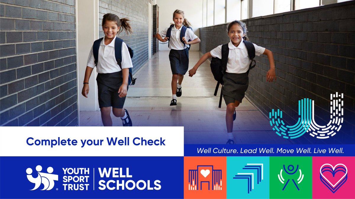 YouthSportTrust's tweet photo. The Well Schools Well Check allows you to;

Complete a structured self-review of your wellbeing approach

Receive a tailored Well Schools action plan highlighting strengths and areas for development

Access guidance, tools and resources to support early improvement