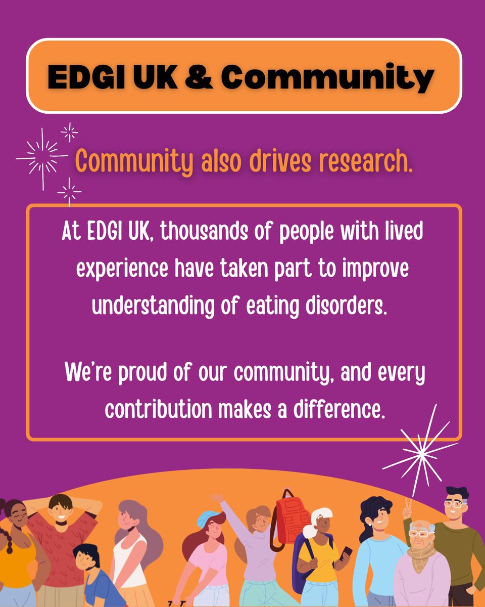edgi_uk's tweet photo. Community creates spaces where people feel seen, heard and understood.

This Eating Disorders Awareness Week, we’re recognising the vital role community plays from reaching out for help to recovery and beyond🧡

At EDGI UK, thousands with lived experience are shaping research to improve understanding, treatment and support. You’re not alone.