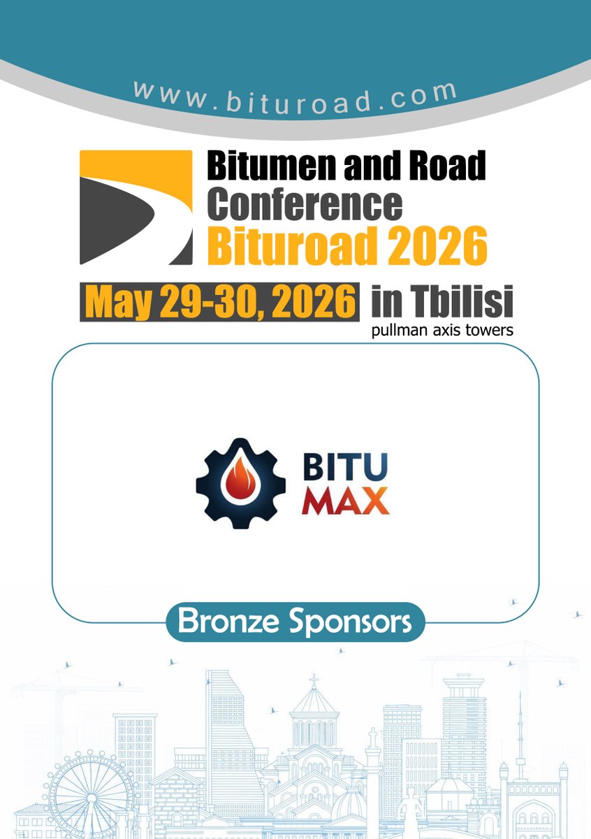 BituGroup's tweet photo. Welcoming a top bitumen supplier, Bitumax Ltd, as #Bituroad2026's Bronze Sponsor. 
One of the leading suppliers with multiple offices in Africa, Middle East, South East Asia and America. 
Meet their professional team on May 29th &amp; 30th in #Tbilisi, #Georgia. https://t.co/FiiZ5zRiNm
