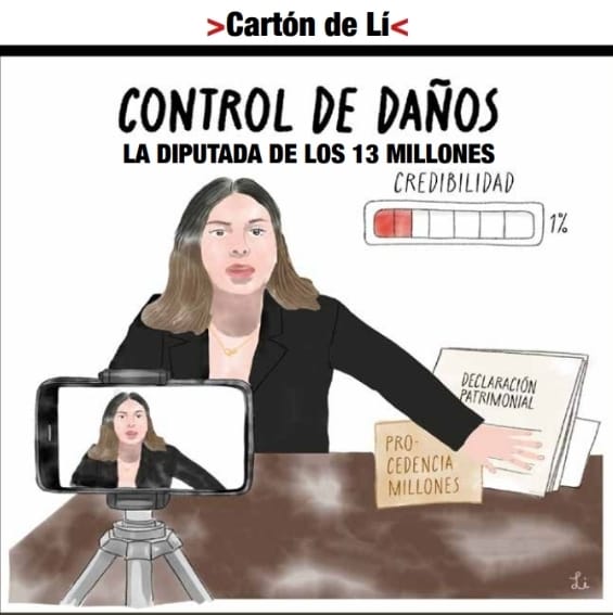 Los escándalos en el Congreso del Estado. La diputada de los 13 millones de pesos en medio del escándalo. El cartón de Li en Conciencia.