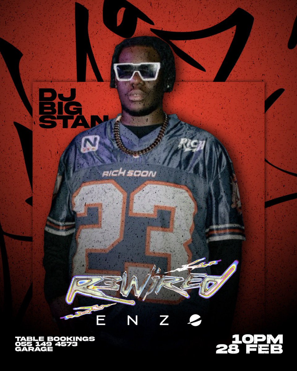 djbigstan's tweet photo. THE COUNTDOWN IS ON! ⏳
R3WIRED goes down THIS SATURDAY with DJ BIG STAN LIVE @ ENZO ACCRA 🔥🔥

https://t.co/K4rYc3DWiY https://t.co/R55DlQaNx9