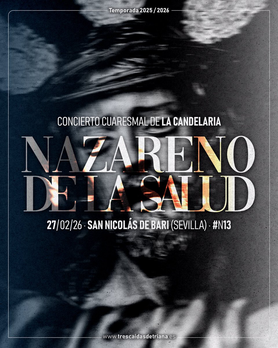 🗓️ | 𝐂𝐎𝐍𝐂𝐈𝐄𝐑𝐓𝐎 • 𝐍𝐀𝐙𝐀𝐑𝐄𝐍𝐎 𝐃𝐄 𝐋𝐀 𝐒𝐀𝐋𝐔𝐃

El próximo viernes 27 de febrero ofreceremos un año más nuestra música al Nazareno de la Salud de nuestra Hermandad de la Candelaria.

#TresCaídasDeTriana | #ToquesDeTriana