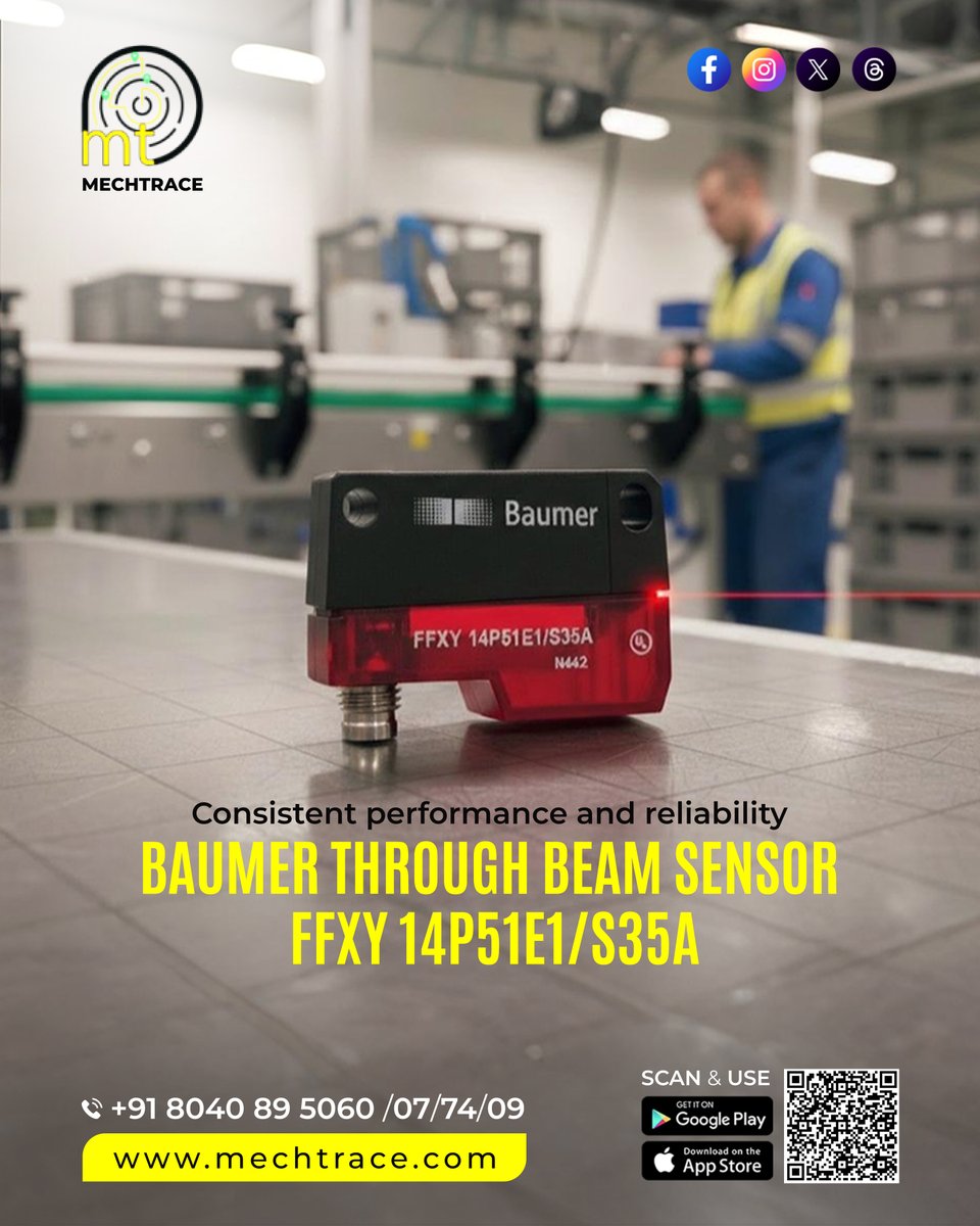 mechtrace's tweet photo. The Baumer Through Beam Sensor FFXY 14P51E1/S35A is engineered for high-precision object detection in industrial automation systems. Place your order from Mechtrace today!

#Baumer #ThroughBeamSensor #IndustrialAutomation #AutomationComponents #ObjectDetection #IndustrialSensors https://t.co/Zg7MVsAu0y