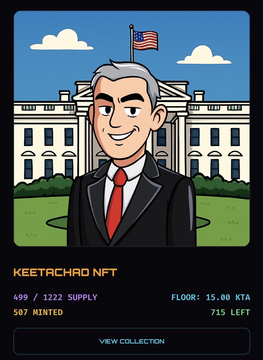 $KTA

Over 500 KeetaChad NFTs have been minted in less than 48h!

People is really liking the art!

Just a reminder, when all tokens are minted out, We will drop a free mint collection in a way of thanks your support!

Mint here: Punkswap.net