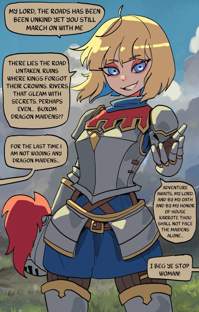 POV: Thou art a noble that hired a peculiar Knight to guard ye