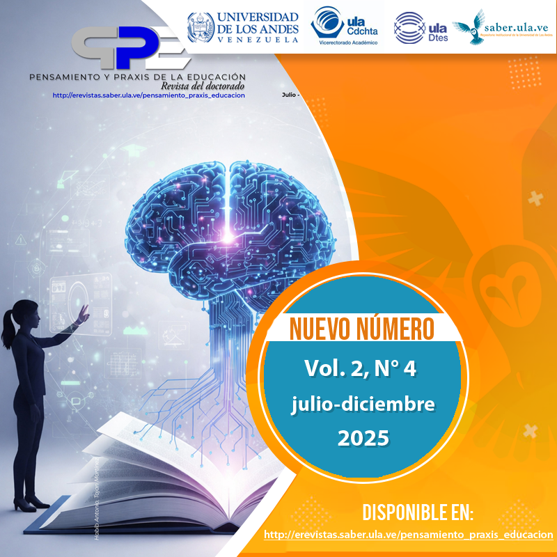 SaberULA's tweet photo. Pensamiento y Praxis de la Educación. Vol. 2, N° 4 . Julio-Diciembre 2025. Disponible en: https://t.co/k6Zjff8Llj @ULA_DTES @rectoradoula @PrensaULA @CdchtaUla @CDCHTA @revistasve https://t.co/MwjBnNVcW1
