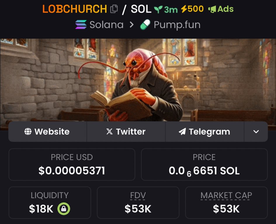 Spotlighted $LOBCHURCH at $53K Mcap in my private Tg.

5WP4ChKfNg2MpajUz3uAiRdiavf5Ptd6ZeLh1qAVpump

#LOBCHURCH #memecoin