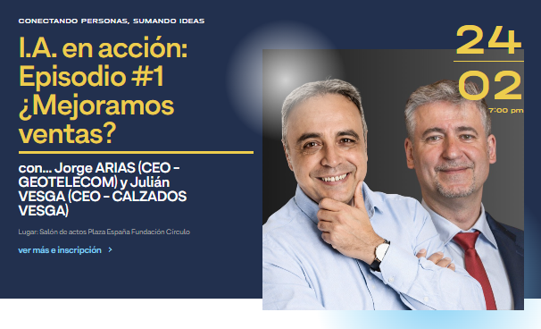 Episodio #1 ¿Mejoramos ventas?  

Con Jorge ARIAS (CEO - GEOTELECOM) y <a href="/JulianVesga73/">Julian Vesga</a> CEO -<a href="/CalzadosVesga/">Calzados Vesga</a>

Martes 24 de febrero en <a href="/FCirculoBurgos/">Fundación Círculo</a> 

#Hubers #Burgos #MarketingDigital 

Inscripciones: hubers.elcirculo.es/ia-en-accion-e….