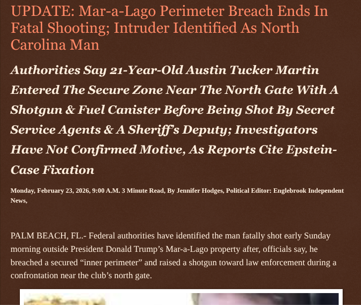 ArtFletcher9's tweet photo. UPDATE: Mar-a-Lago Perimeter Breach Ends In Fatal Shooting; Intruder Identified As North Carolina Man https://t.co/HVuXf9Z99X via @Englebrooknews #Florida #WestPalmBeach #PalmBeachCounty #maralago #suspec #identified #AustinTuckerAustin #NorthCarolina #CameronNC @wireless_step @HRG_Media @LodiNJNews @Fordmb1953 @SarahGeving1 @Shannon96574094 @Daytobehappy @janninereid1 @gator4kb18 @MichelleF_35 @TrumpWasRite2 @KathyKbrose @RobGerundo @JimBobW49