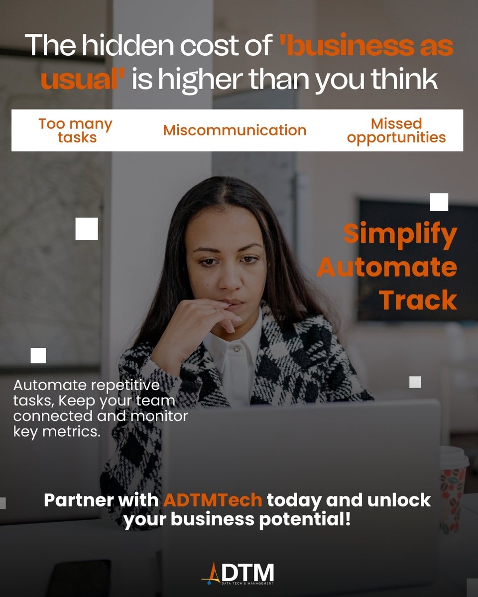 Adtm_Tech's tweet photo. Feeling overwhelmed running your business? 
Simplify your operations, automate tasks, and make smarter decisions.
ADTMTech helps you work less and grow faster.

#ADTMTech #BusinessGrowth #Efficiency #SmartBusiness #Productivity https://t.co/Y1j2QSK0sj