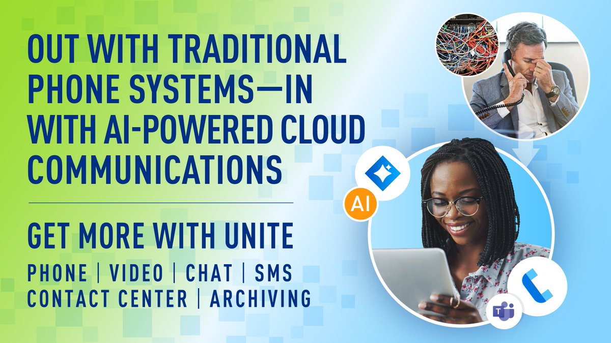ChoiceComNwks's tweet photo. Don’t let outdated tech hold you back. Upgrade to Unite-an AI-powered cloud platform with advanced voice, SMS, video, chat &amp; more. Stay connected, cut costs &amp; deliver better outcomes for your business. Learn more:  https://t.co/j89rLQlNgR https://t.co/3uBOHy7kIr