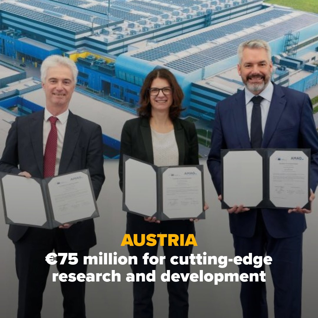 EIB's tweet photo. We’re lending €75m to AMAG Austria Metall AG to boost research, digitalisation and greener aluminium production in Upper 🇦🇹.
Our first Austrian deal under #TechEU backs €168m of investment & helps strengthen Europe’s supply of critical raw materials⤵️
https://t.co/kt31S5nk35 https://t.co/aaCz88a2Vu