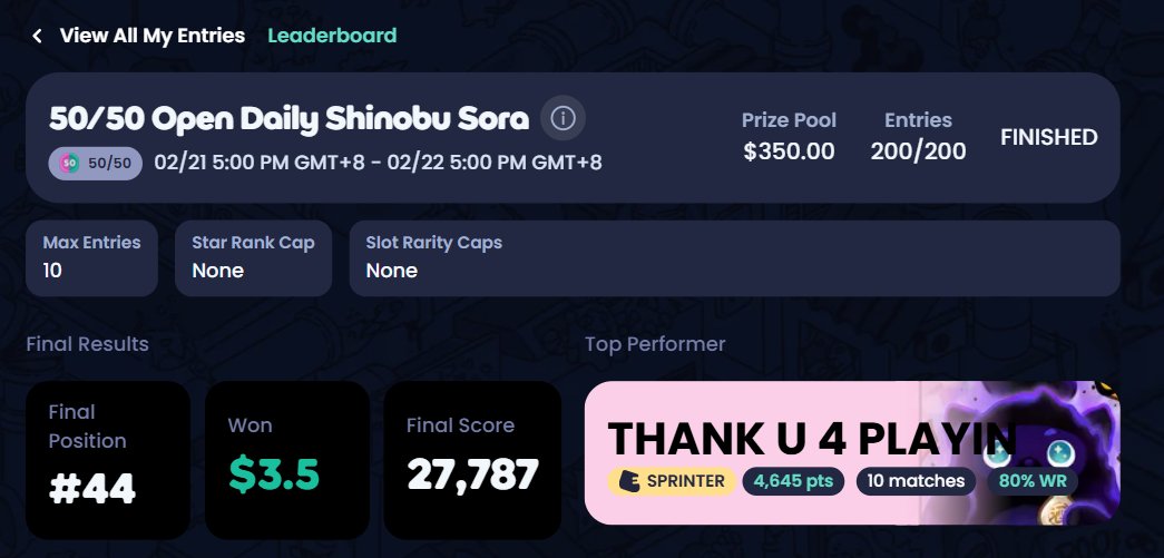 My 1st Win   GRAND ARENA  S1 ... happy :) thanks <a href="/Moku_HQ/">Moku✨</a> <a href="/YEYEmeta/">YEYEmeta 🥲 | KIND</a> <a href="/0xBotto/">Botto</a>