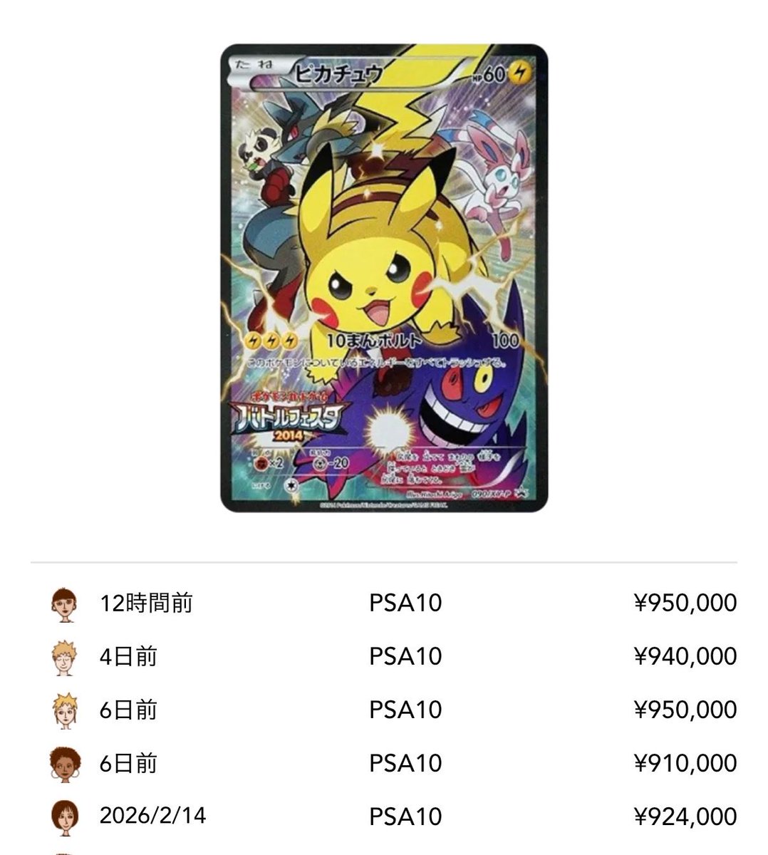 バトルフェスタ2015 600,000円SOLDOUT📈 希少性のあるピカチュウプロモ