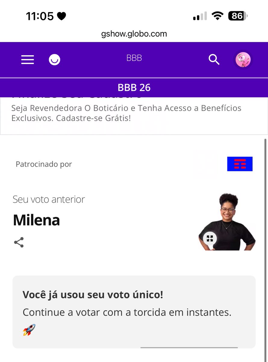 o certo seria, ANA PAULA EXPULSA hoje e  Milena eliminada na terça-feira. Mas esse programa já está manipulado e já tem ganhador! de longe, o PIOR BBB da história! #BBB26