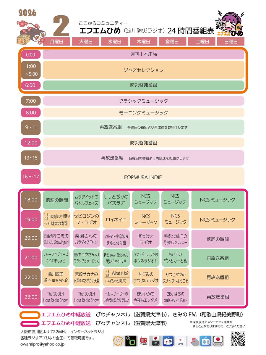 【公式】エフエムひめ 77.2MHz(淀川防災ラジオ)【大阪・東三国】【FMひめ】 tweet media