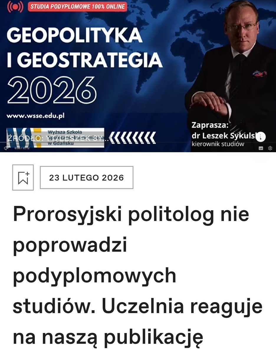 Po artykule OKO.press, w którym ujawniliśmy, że Leszek Sykulski ma uruchomić studia podyplomowe na prywatnej uczelni w Gdańsku, placówka usunęła Sykulskiego z listy pracowników! Odszedł również nowy rektor szkoły, bliski współpracownik Sykulskiego.