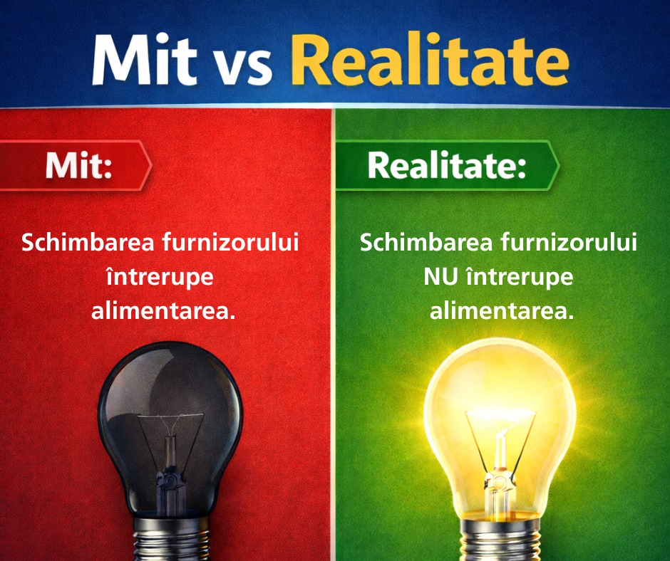 InfoANRE's tweet image. ‼️Schimbarea furnizorului de energie electrică este un proces administrativ care nu afectează continuitatea alimentării.
🔷Distribuitorul (reţeaua) rămâne același — se modifică doar compania care îți furnizează energia.

🔗anre.ro/.../cum-schimb…