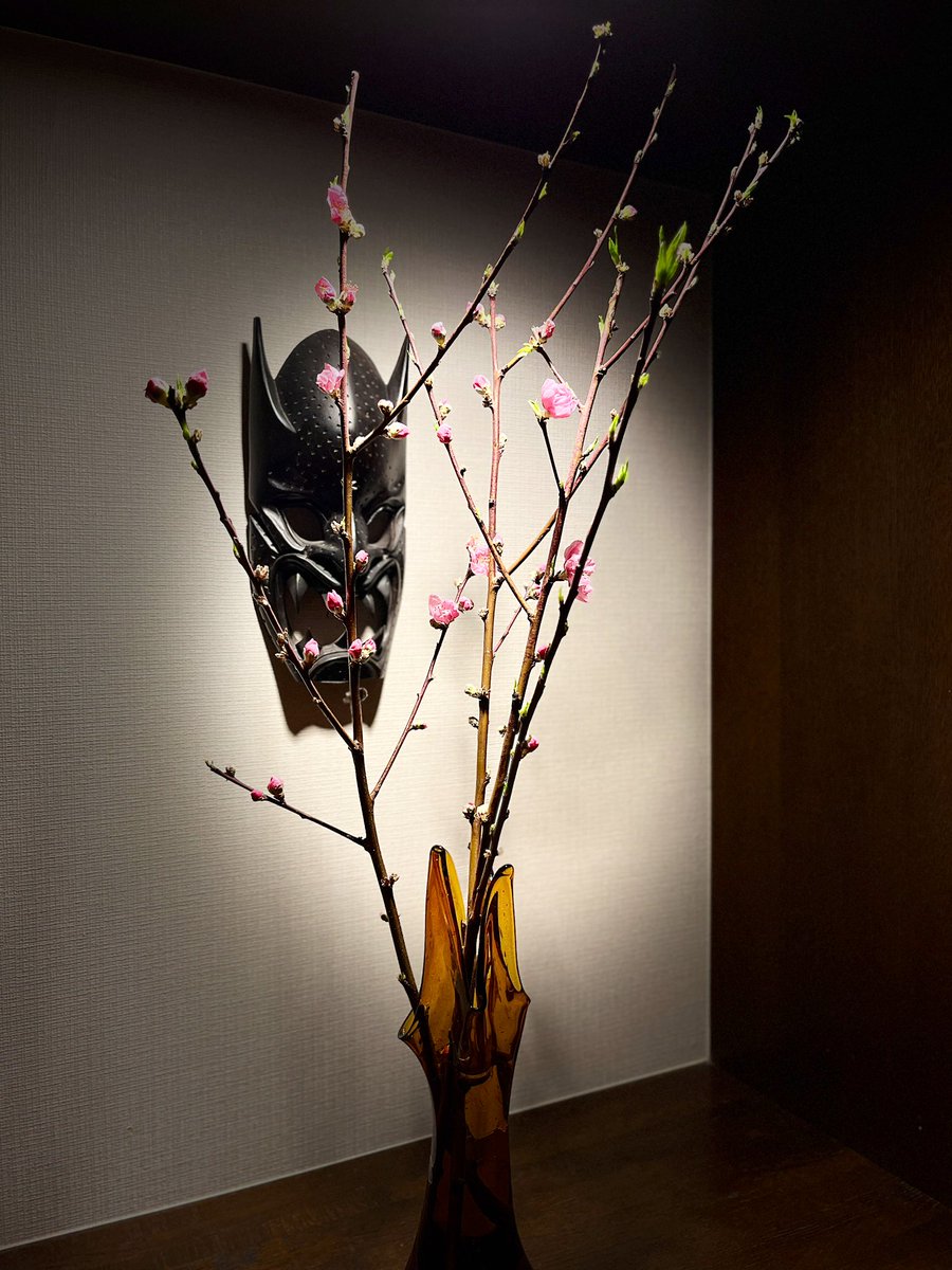 お花の差し替えが終わりました。

今週は桃の花。桃の節句には少し

早いですが、季節を先取り。