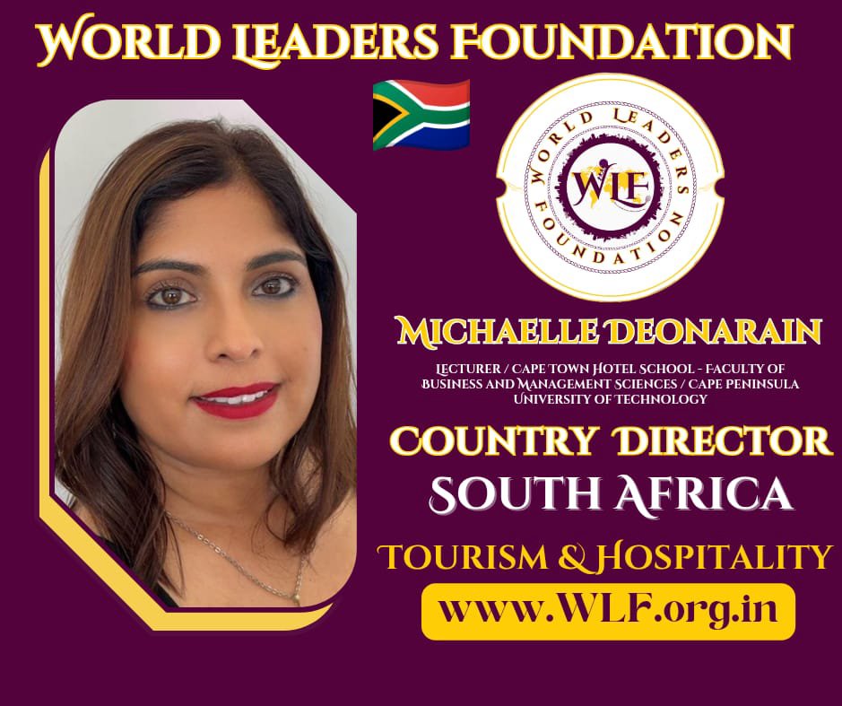 CPUT_FBMS's tweet photo. Congratulations to Dr Michaelle Deonarain, Lecturer at the Cape Town Hotel School, on her appointment as Country Director: 

South Africa (Tourism &amp; Hospitality) for the World Leaders Foundation. Wishing her success in advancing global leadership in tourism.#CPUT #Leadership https://t.co/zYJEQyljTH