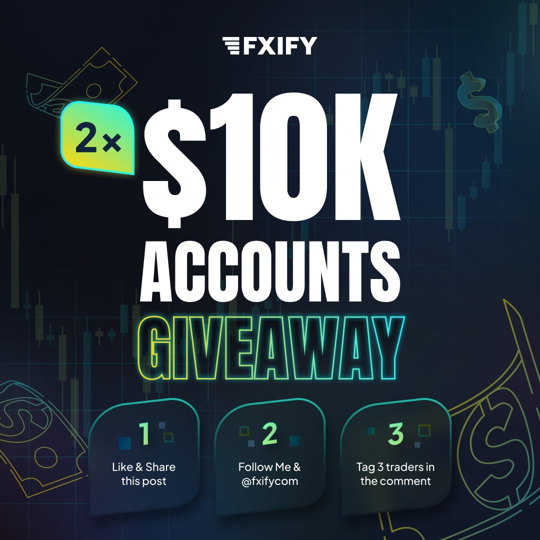Let’s do a giveaway of  2 × $10,000 funded accounts with FXIFY
 
To enter:  

Follow
<a href="/LynX_Void/">LynX</a>  

Follow
<a href="/PT_DIMENSION/">PROP TRADE DIMENSION</a> 

Follow
<a href="/anuraj_fx/">ANURAJ FX</a> 

Like and Repost this post Winners will be announced within 7 days . Good luck